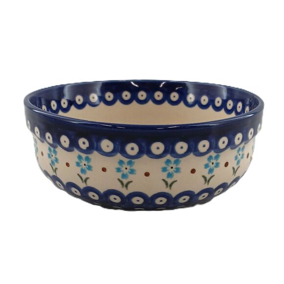 Boleslawiec Ceramic Blue Floral Bowl Soup/Cereal Handmade in Poland 9d - Picture 2 of 12